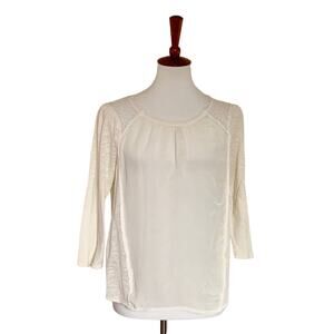 Madewell silk panel lace mixed media flowy top in cream, size L